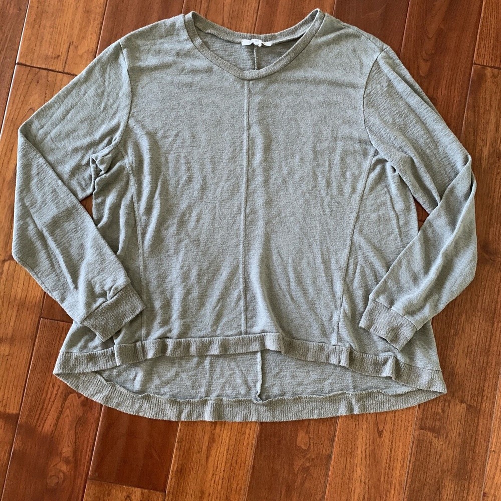Anthropologie Sleep Till Noon Breezy Sunday Tunic Top M Moss Green Long Sleeve - Picture 2 of 10
